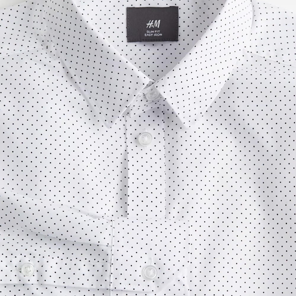 H&M Casual White and Black Button Down Shirt